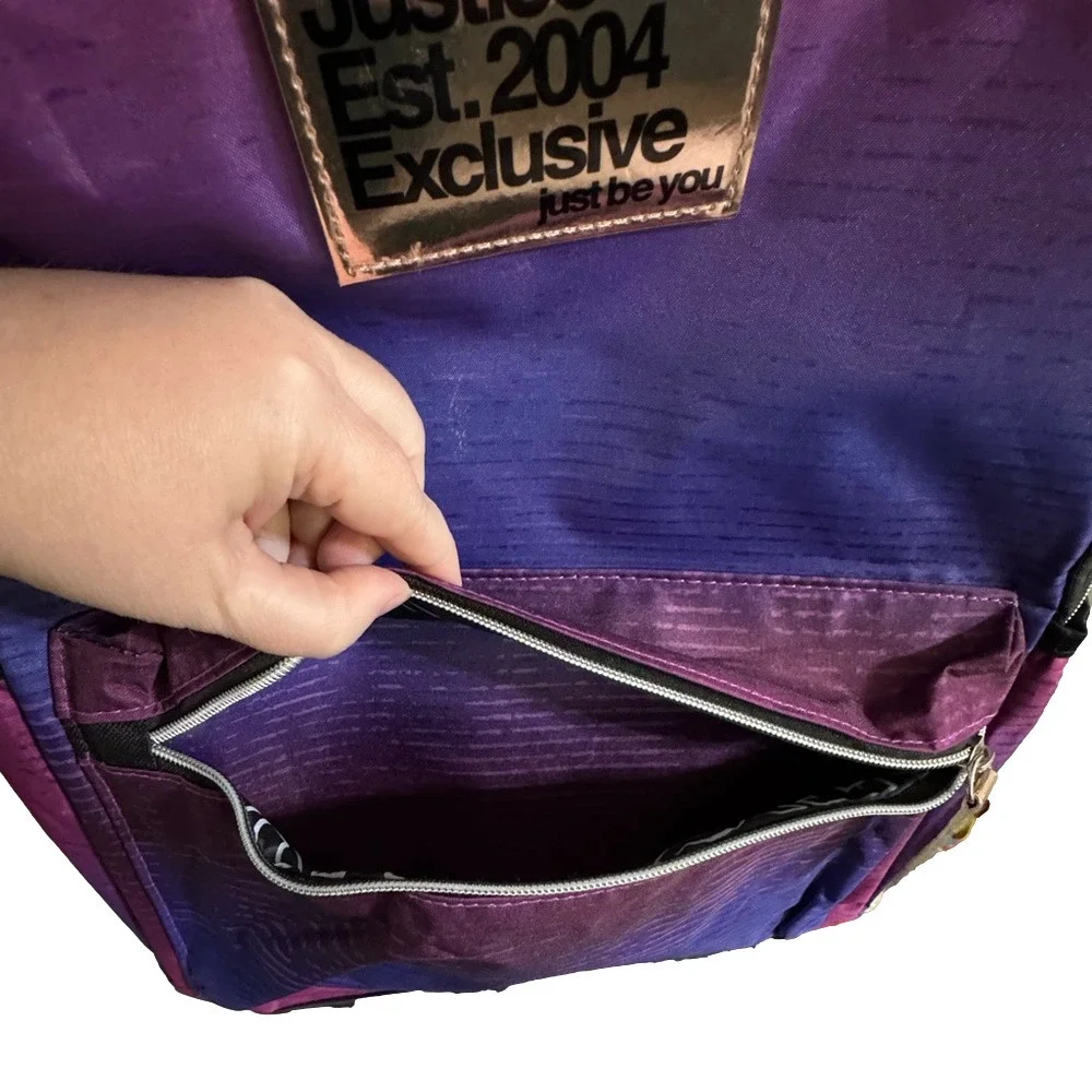 Justice Vibrant Purple and Pink Backpack